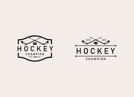 la glace le hockey ligue. ancien le hockey emblème avec le hockey indices. logo modèle pour équipe, club, ligue, tournoi vecteur