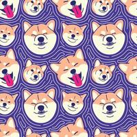 mignonne shiba chiens tête dans violet Contexte modèle vecteur