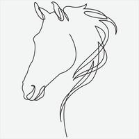 continu ligne main dessin vecteur illustration cheval art