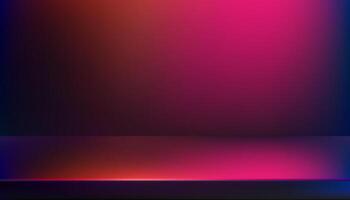 La technologie arrière-plan, vide violet, bleu, rose studio mur pièce avec table pour produit présent, vecteur toile de fond afficher podium avec futuriste coloré néon lumière, bannière futur cyberespace concept