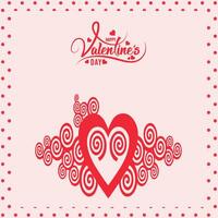 la Saint-Valentin journée carte avec cœur et tourbillonne vecteur