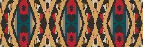 modèle sans couture ikat ethnique en tribal. conception pour le fond, papier peint, illustration vectorielle, tissu, vêtements, tapis, textile, batik, broderie. vecteur