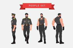 ensemble de police officier dans différent pose. vecteur illustration dans plat style