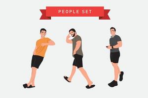 ensemble de gens dans tenue de sport. Masculin personnages. vecteur illustration