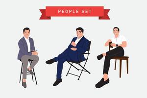 gens asseoir sur chaises. vecteur illustration dans plat dessin animé style. gens asseoir sur chaises.