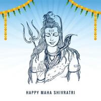 Indien Dieu de hindou pour maha shivratri Festival esquisser carte arrière-plan vecteur