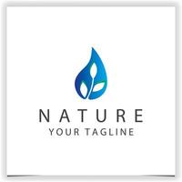abstrait la nature l'eau logo conception l'eau et feuille combinaison logo vecteur