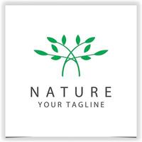 abstrait lettre une la nature feuille arbre croissance logo icône conception vecteur modèle