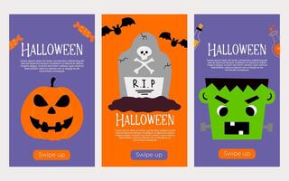 Halloween social médias bannières modèle. affiche, couverture, avec main tiré élément vecteur illustration