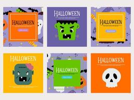 Halloween social médias bannières modèle. social médias Publier avec main tiré élément vecteur illustration