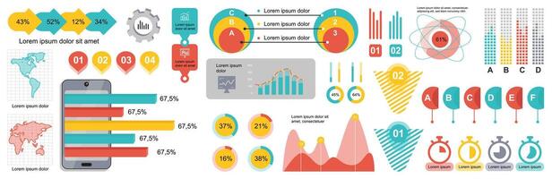 méga ensemble de infographie éléments Les données visualisation vecteur conception modèle. pouvez être utilisé pour pas, choix, affaires processus, flux de travail, diagramme, organigramme, calendrier, commercialisation. paquet Info graphique.