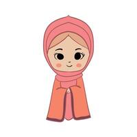 illustration mignonne vecteur dessin animé muslimah , content, sourire, kawaii, isolé, chibi