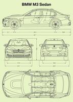 2014 BMW m3 sedan voiture plan vecteur