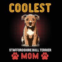 le plus cool Staffordshire taureau terrier maman T-shirt conception illustration pro vecteur