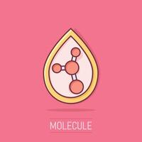 acide molécule icône dans bande dessinée style. ADN dessin animé vecteur illustration sur isolé Contexte. aminé modèle éclaboussure effet affaires concept.