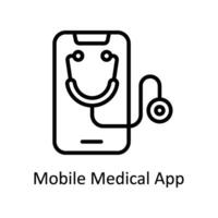 mobile médical app vecteur contour icône style illustration. eps dix fichier