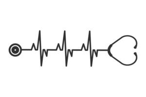 stéthoscope battement de coeur vecteur illustration, battement de coeur surveillance avec stéthoscope graphique, médical stéthoscope avec battement de coeur impulsion icône, stéthoscope battement de coeur