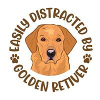 facilement distraits par d'or retriever chien typographie T-shirt conception pro vecteur