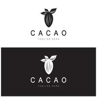cacao logo, cacao haricot, cacao arbre, cacao branches et feuilles, chocolat mélanger sur blanc arrière-plan, vintage, moderne, simple, minimaliste icône illustration modèle conception vecteur