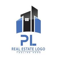 PL réel biens logo conception maison logo Stock vecteur. vecteur