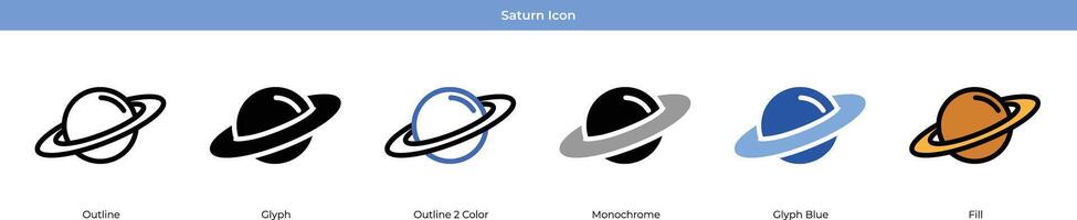 Saturne icône ensemble vecteur