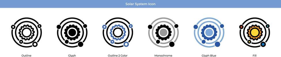 solaire système icône ensemble vecteur