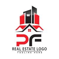 pf réel biens logo rouge Couleur conception maison logo Stock vecteur. vecteur