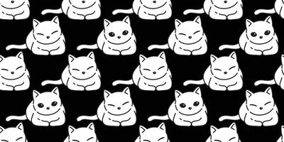 chat sans couture modèle chaton vecteur animal de compagnie animal écharpe isolé répéter Contexte tuile fond d'écran dessin animé griffonnage illustration noir conception
