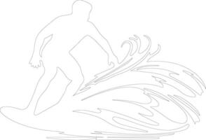 surfeur contour silhouette vecteur