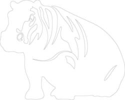 hippopotame contour silhouette vecteur