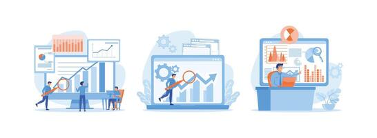 conception statistique et Les données une analyse pour affaires la finance investissement, Les données une analyse pour affaires la finance investissement, Les données conduit entreprise. Les données analyste ensemble plat vecteur moderne illustration