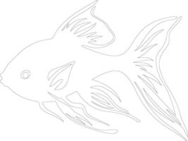 poisson rouge contour silhouette vecteur