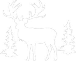 des bois caribou contour silhouette vecteur