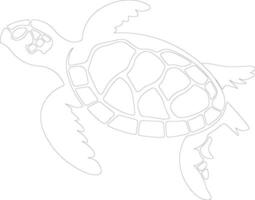 mer tortue contour silhouette vecteur