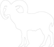 Grosse corne mouton contour silhouette vecteur
