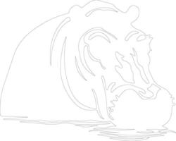 hippopotame contour silhouette vecteur