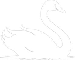 cygne contour silhouette vecteur