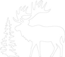 des bois caribou contour silhouette vecteur