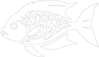 poisson osseux contour silhouette vecteur