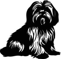 Lhassa apso noir silhouette vecteur