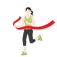 une fille qui couru une marathon. jogging. sportif. athlète. vecteur Stock illustration. isolé sur une blanc Contexte.