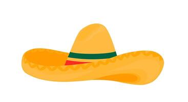 mexicain sombrero. traditionnel vacances article. vecteur Stock illustration. une paille chapeau avec une large bord. isolé sur une blanc Contexte.