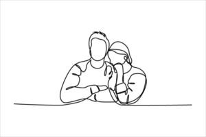 couple de les amoureux continu ligne vecteur illustration conception