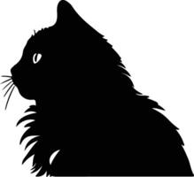 Britanique cheveux longs chat silhouette portrait vecteur