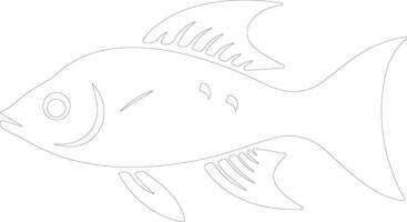 poisson lanterne contour silhouette vecteur