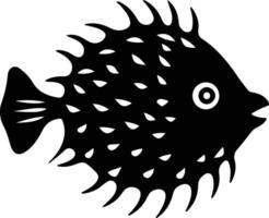 Blowfish silhouette portrait vecteur