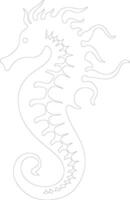 hippocampe contour silhouette vecteur