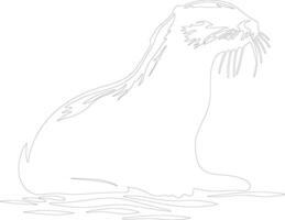 loutre rivière contour silhouette vecteur