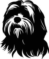 Lhassa apso noir silhouette vecteur