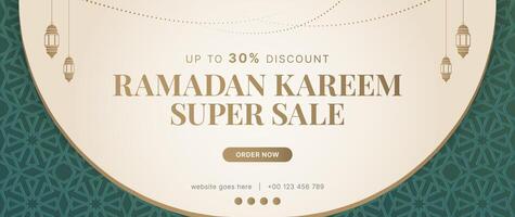 islamique arabe luxe style Ramadan kareem eid mubarak arabesque frontière Cadre vente bannière vecteur